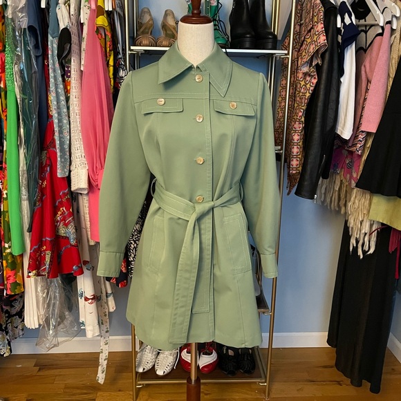 Vintage Jackets & Blazers - Vintage Sage Jacket with Deco Lining - Size Medium